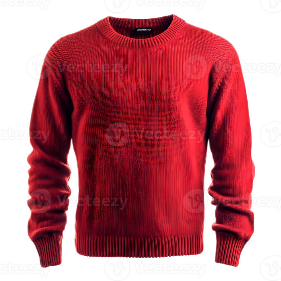 Cozy and Stylish Red Knitted Sweater for Casual and Comfortable Wear in Autumn or Winter png