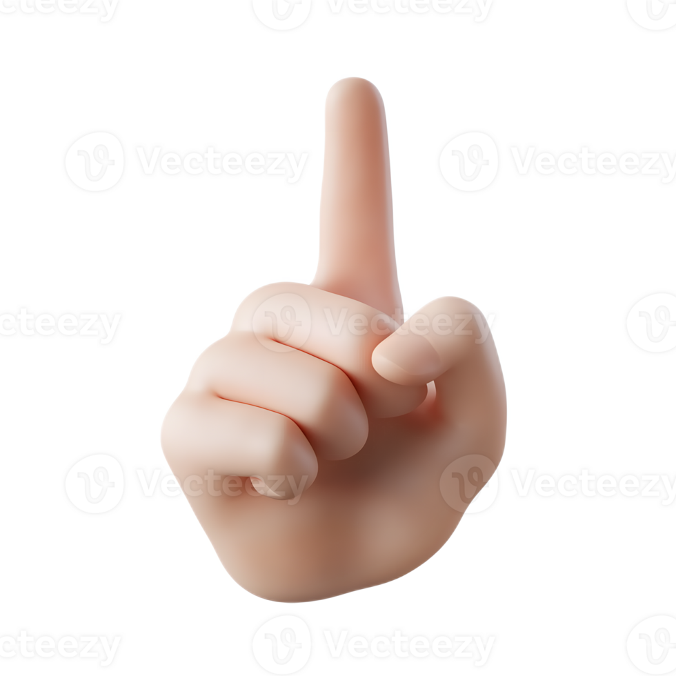 Transparent 3D Hand Pointing Upward Against White Background png