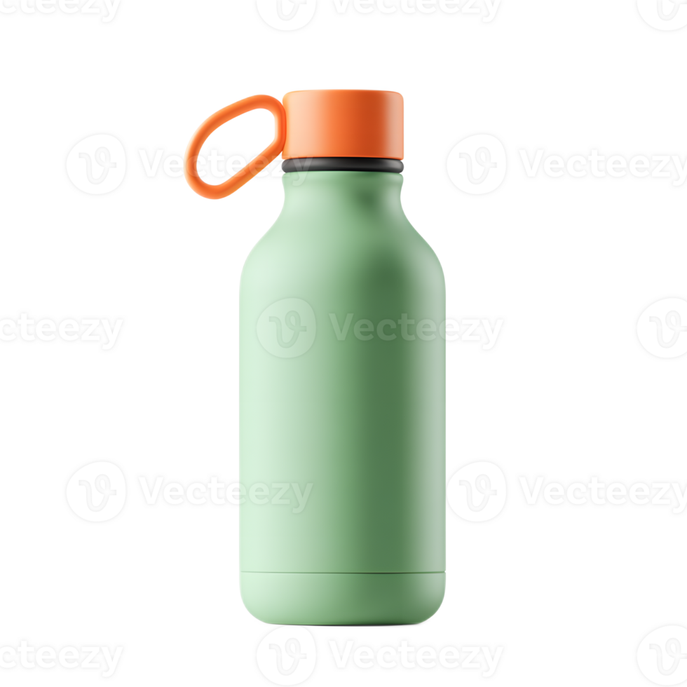 Minimalist Reusable Water Bottle Icon in Green and Orange Color png