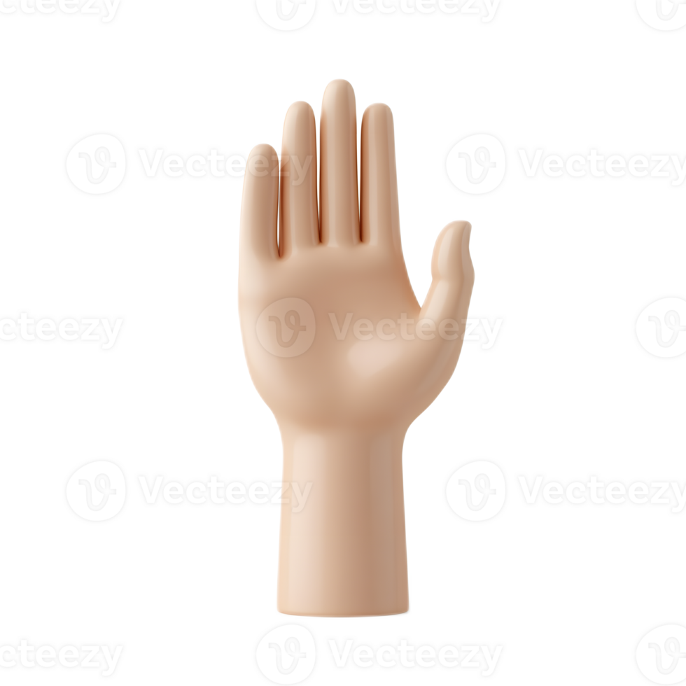 3D Rendered Transparent Hand Gesture on White Background png