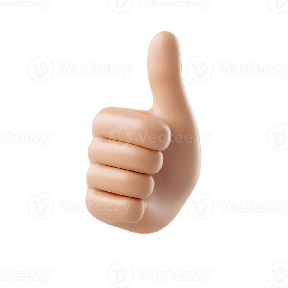 3D Transparent Hand Gesture of Thumbs Up Sign for Approval Success and Positive Feedback png
