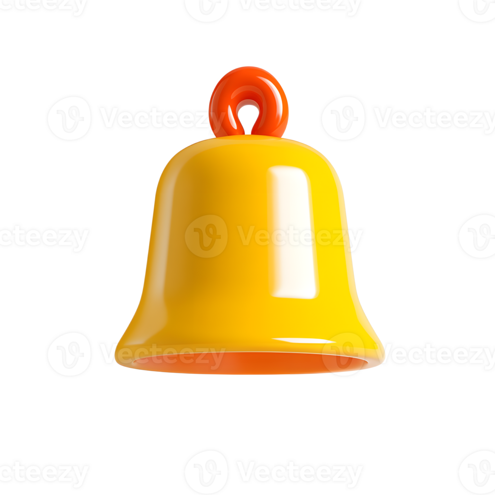 Vibrant 3D Notification Bell Ringing Transparent Icon for Digital Application Interface and Web Design png