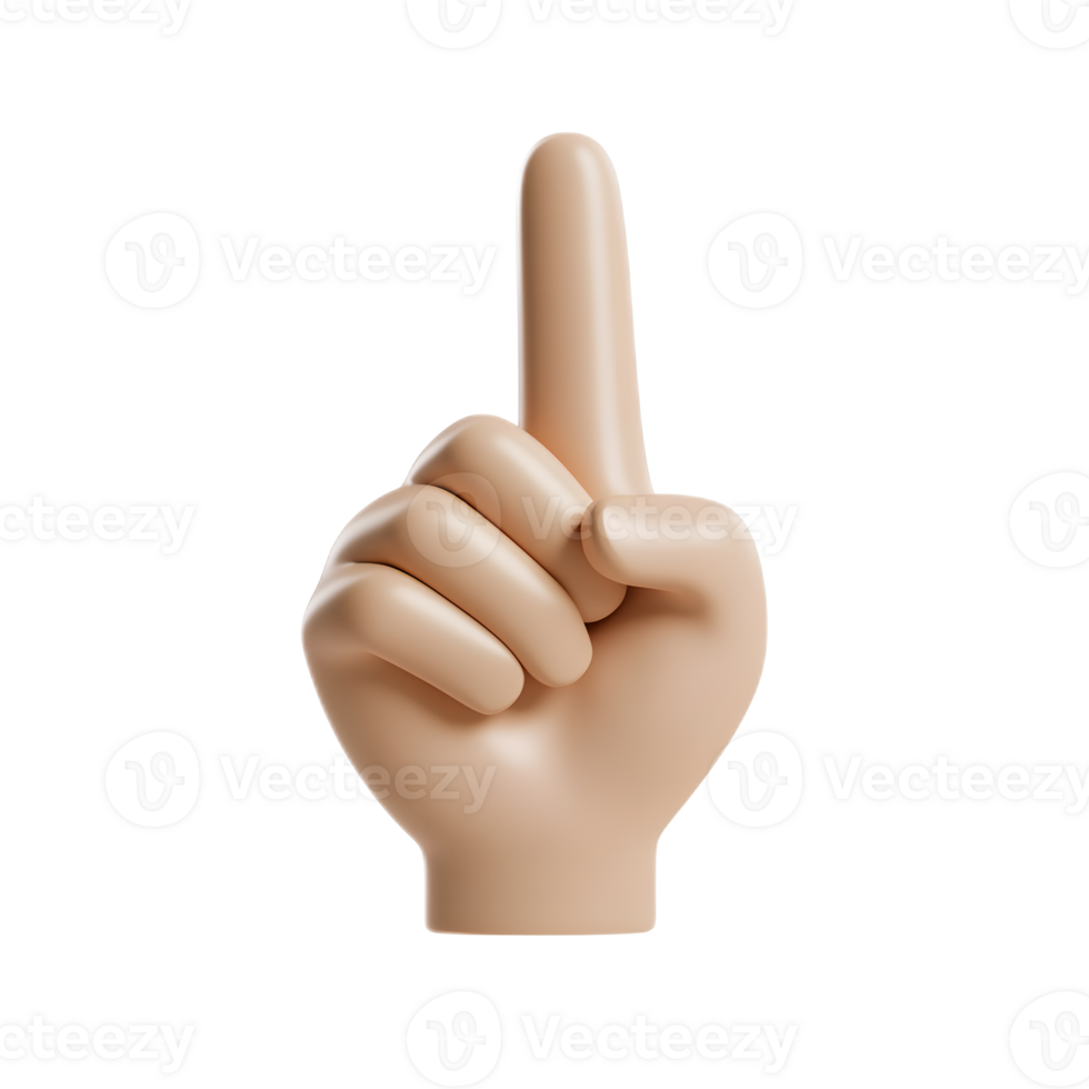 Minimalist 3D Hand Gesture with Raised Index Finger for Digital Concept or Idea png