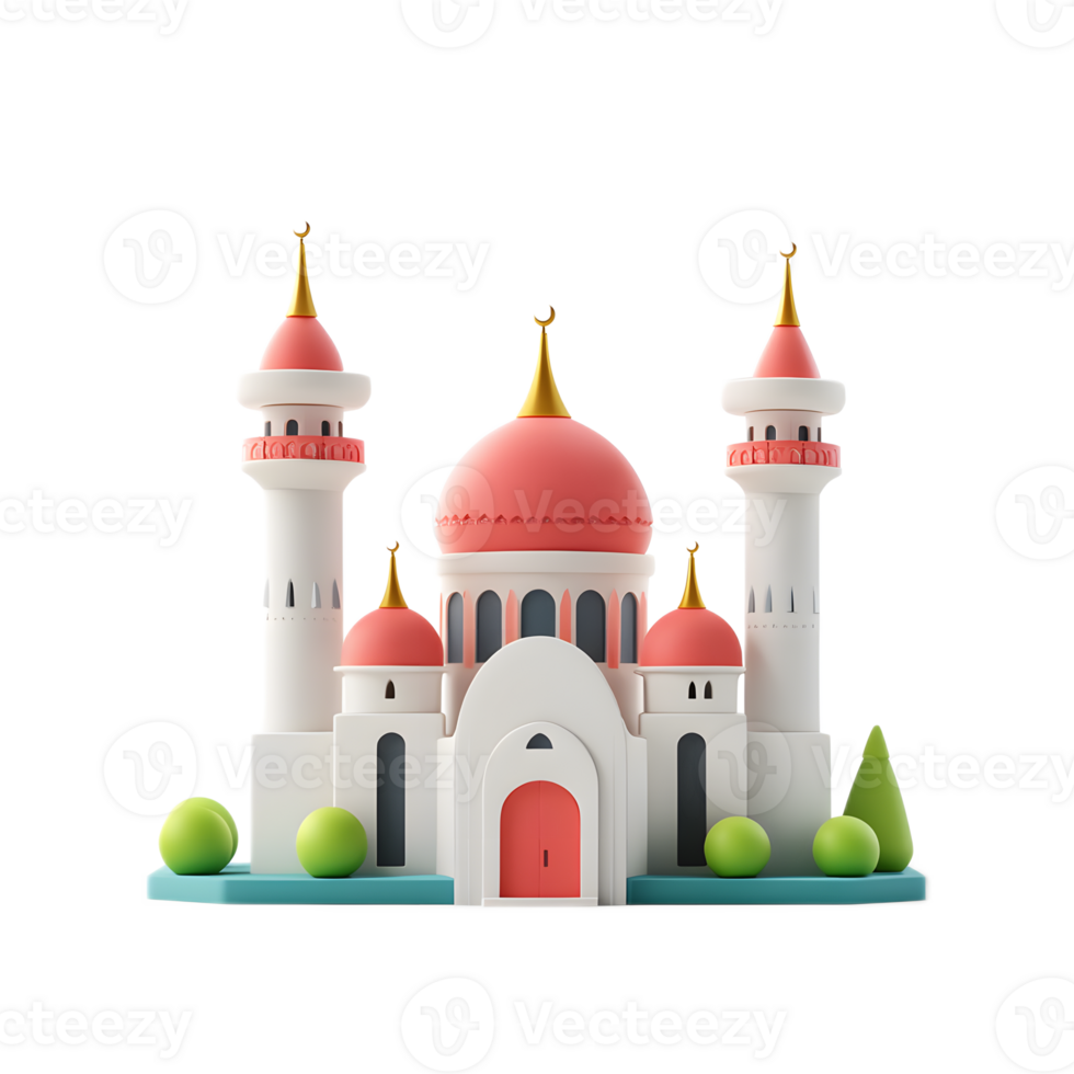 Whimsical Mosque Castle with Ornate Domes and Minarets in Fantasy Landscape png