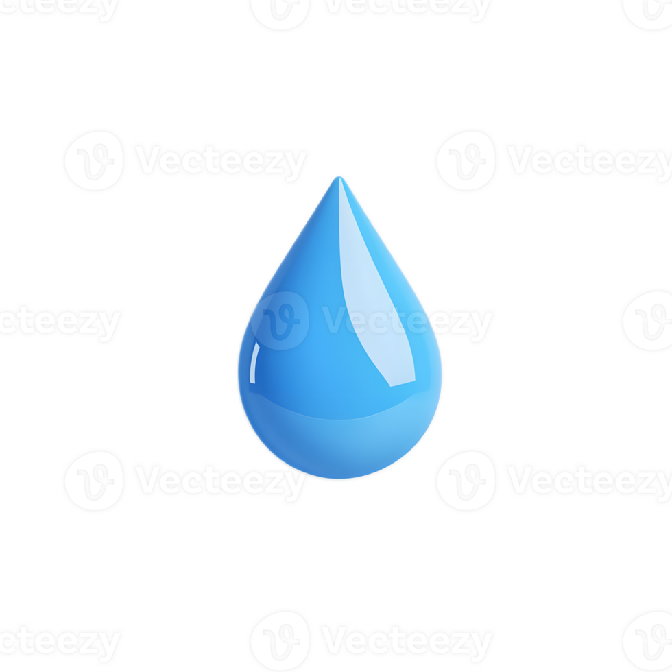 Stylized 3D Blue Water Droplet Icon Representing Water Conservation and Preservation Concept png