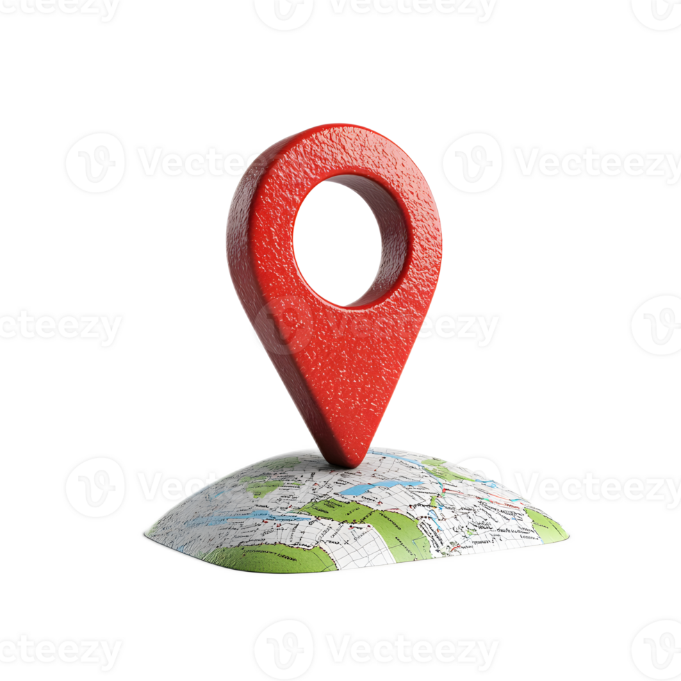 3D Location Pin Icon on Transparent Background for Maps and Navigation Apps png