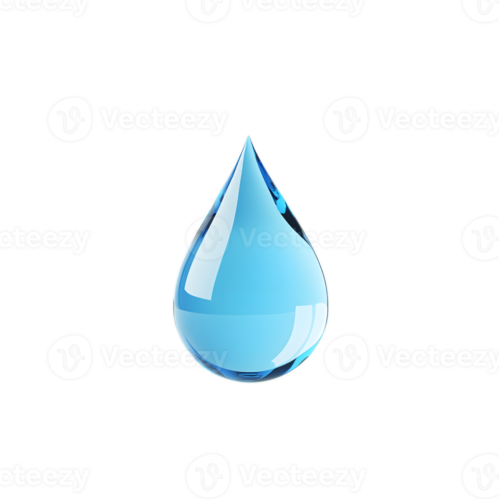 3D Rendered Minimalist Water Droplet Symbol for Ecology and Conservation png