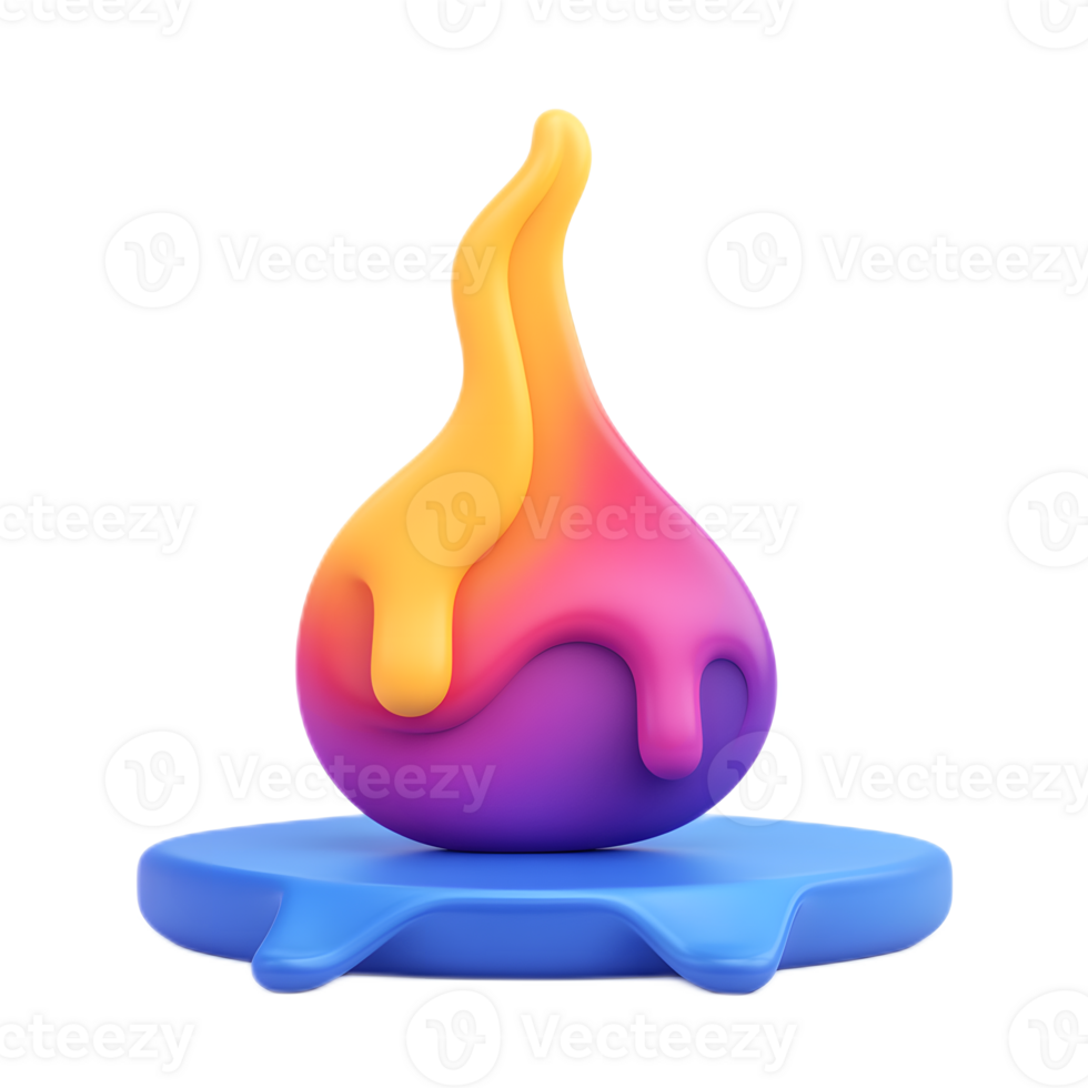 Vibrant 3D Oil Spill Drop Icon with Fluid Color Gradient and Dynamic Motion png
