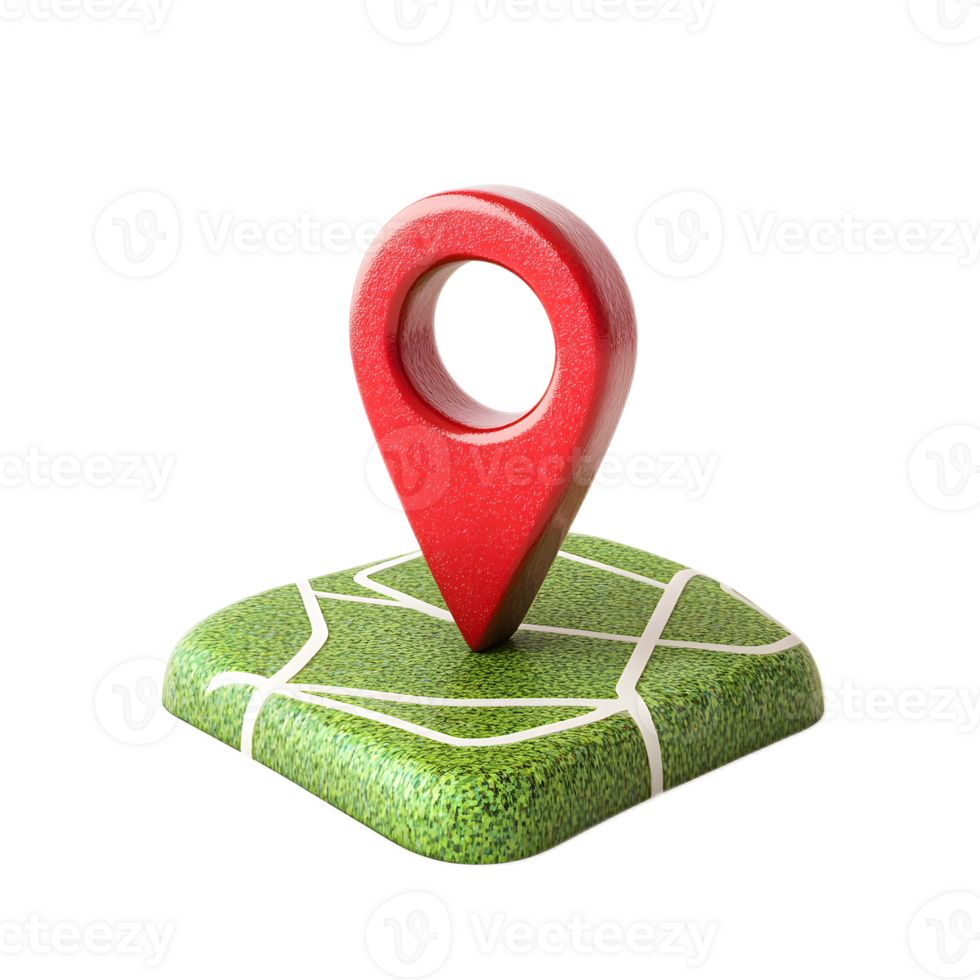 Transparent 3D Location Pin Marker on Digital Map Interface for Navigation Travel and Spatial Concept png