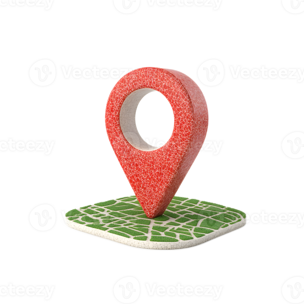 3D Transparent Location Pin Marker on Digital Map for Navigation png