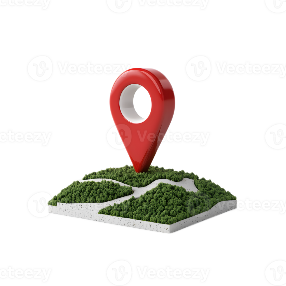 Transparent 3D Location Pin Icon on Map Background for Navigation and Wayfinding png