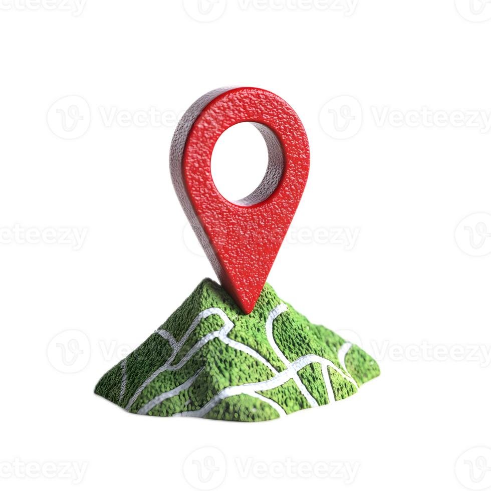 Vivid 3D Location Pin Icon on Transparent Digital Map Background png