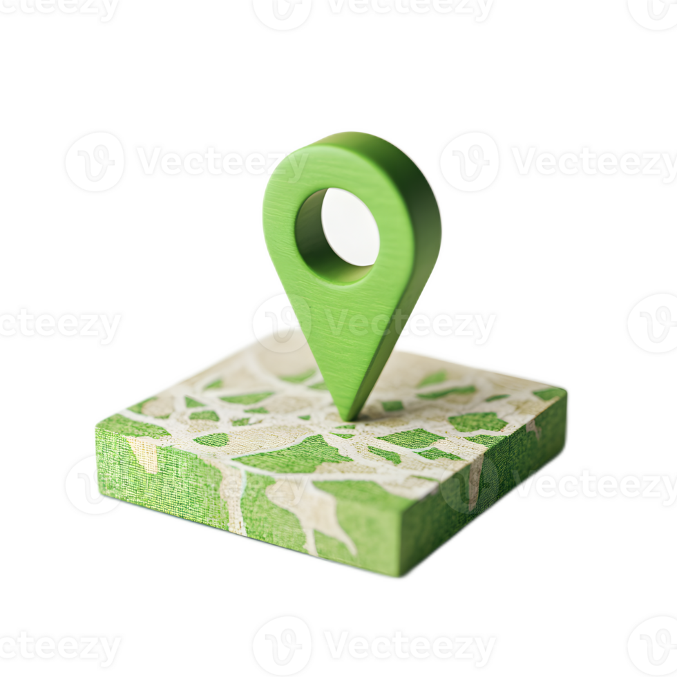 3D Transparent Green Map Location Pin Pointing to a Destination png
