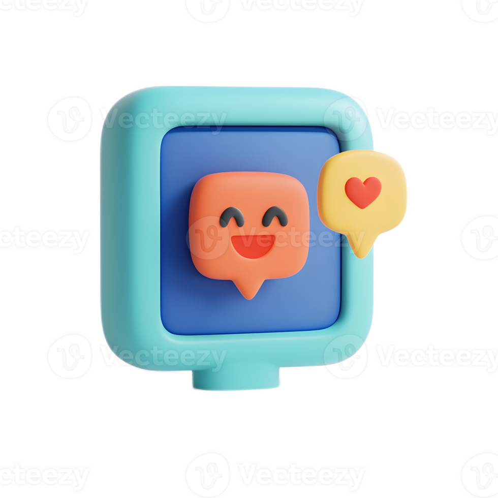 Colorful 3D Webinar Icon with Smiling Emoji and Heart Symbol png