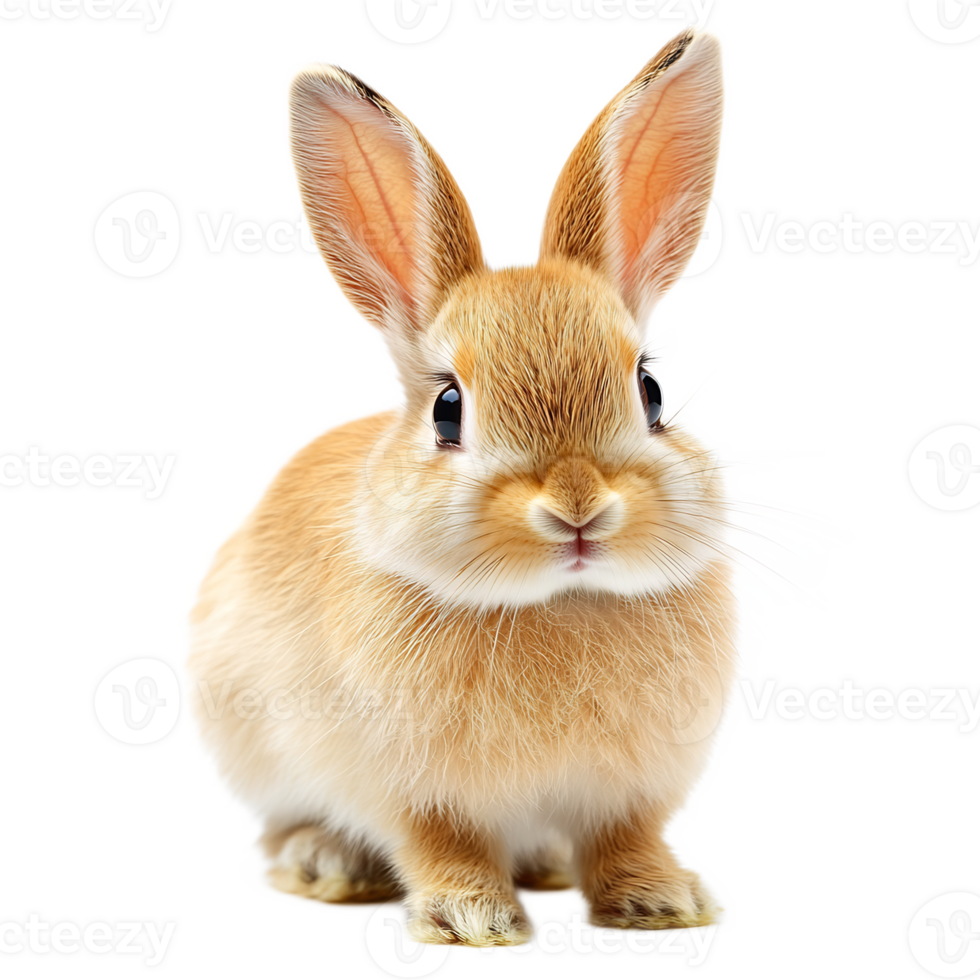 Adorable Fluffy Rabbit Sitting and Looking Curiously at png