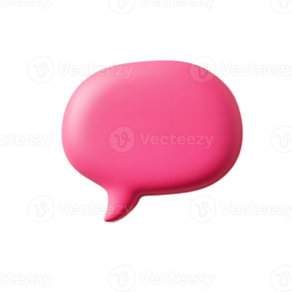 Pink 3D Speech Bubble on White Background for Communication or Messaging Concept png