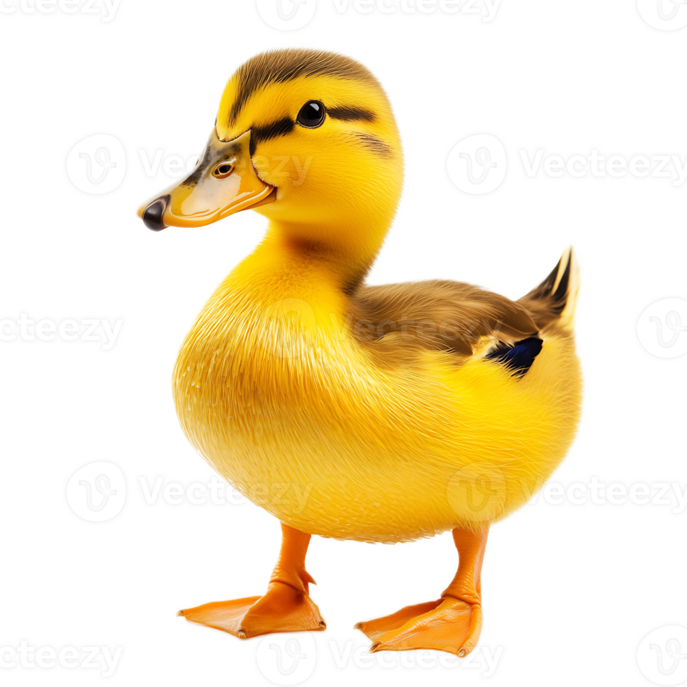 Adorable Yellow Baby Duckling Swimming in the Water png
