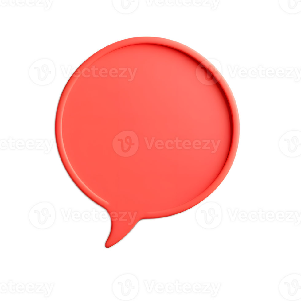 Vibrant 3D Red Speech Bubble on Clean White Background for Signage Communication and Digital Design png