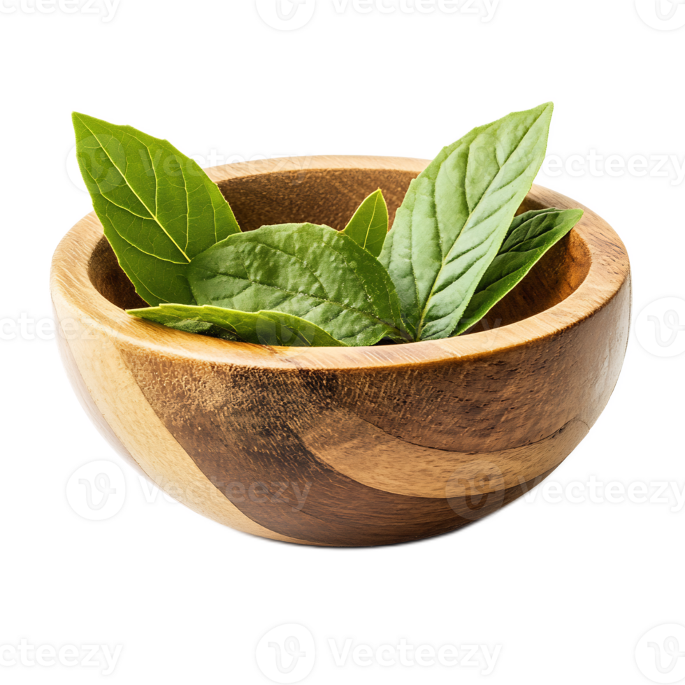 Aromatic Herbs in a Wooden Bowl - Natural Culinary Ingredients for Healthy Cooking png