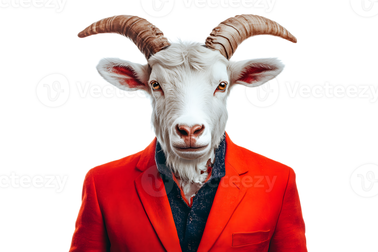Dapper Goat Businessman in Red Suit Portraying Corporate Persona png