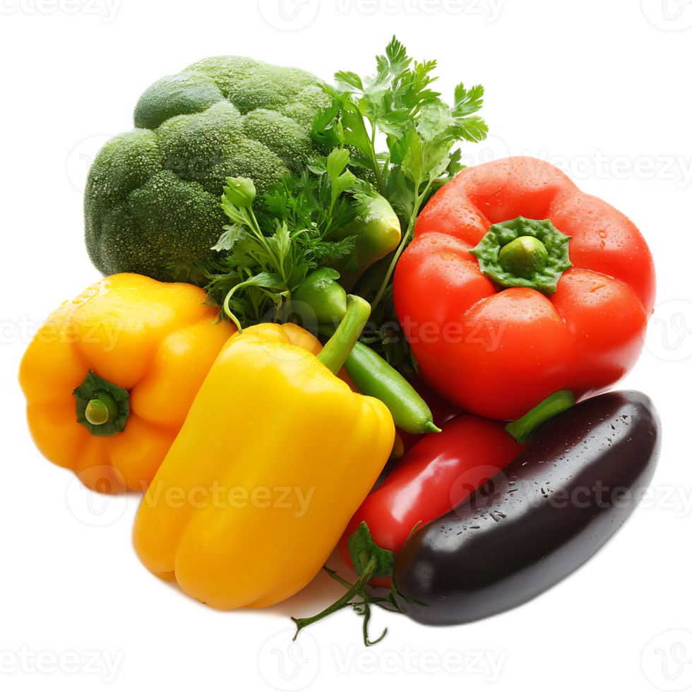 Assortment of Fresh and Vibrant Vegetables on White Background png