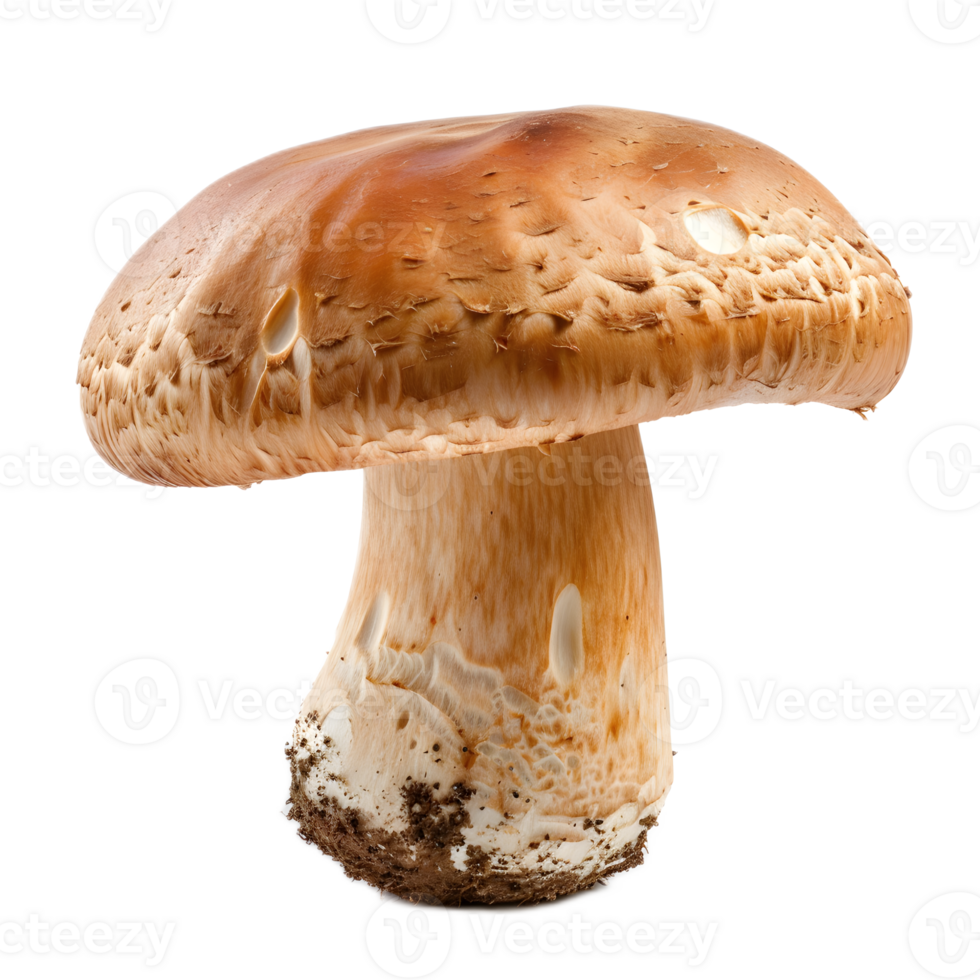 Appetizing Brown Capped Mushroom Close Up with Detailed Texture and Natural Environment png