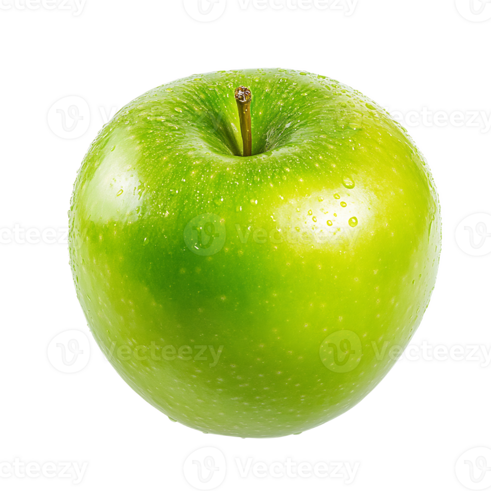 Fresh Green Apple with Dew Drops on Tender Skin png