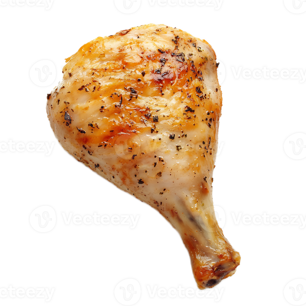 Appetizing Roasted Chicken Drumstick on White Background png