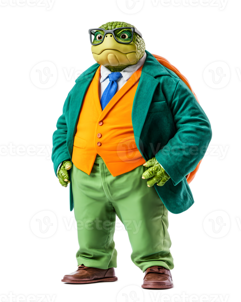 Anthropomorphic Frog in Business Attire Wearing Glasses and Tie png
