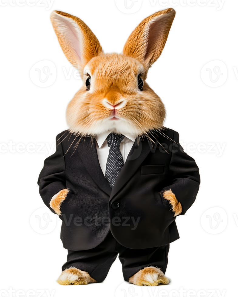Well dressed Anthropomorphic Rabbit Businessman in Formal Suit png