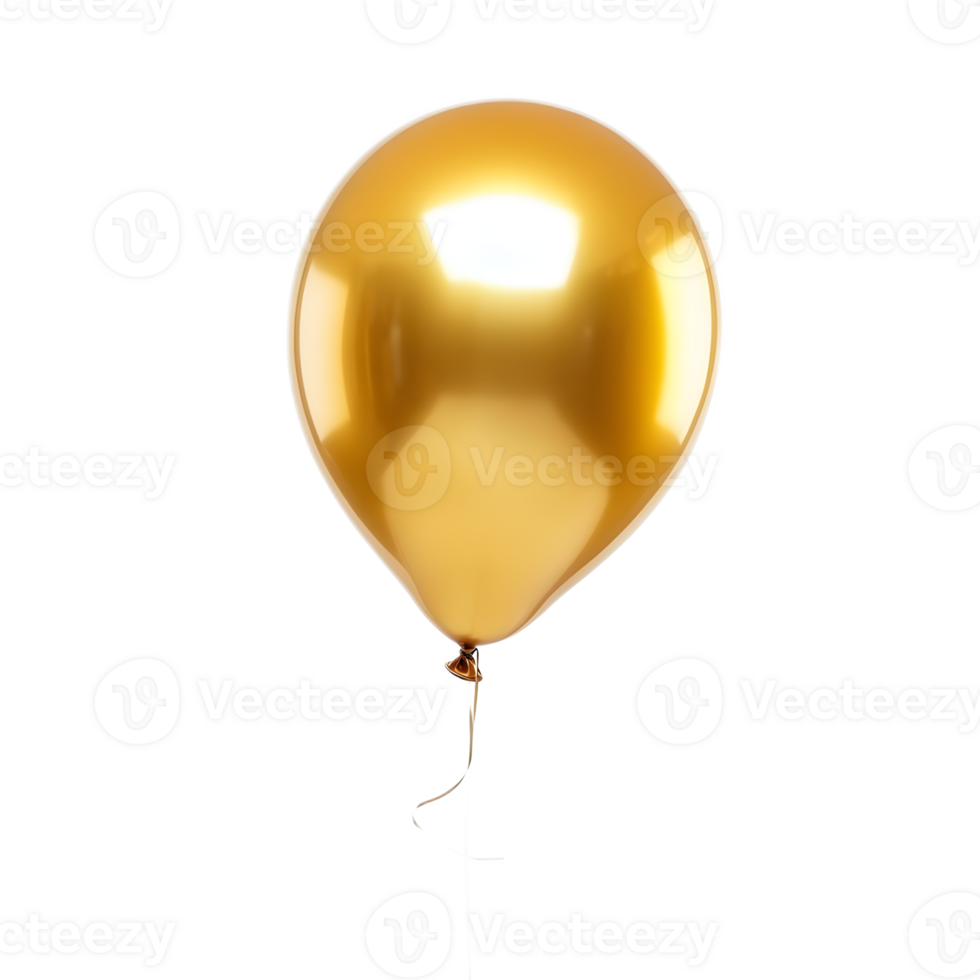 Shimmering Golden Metallic Balloon Floating in the Air Elegant Concept png
