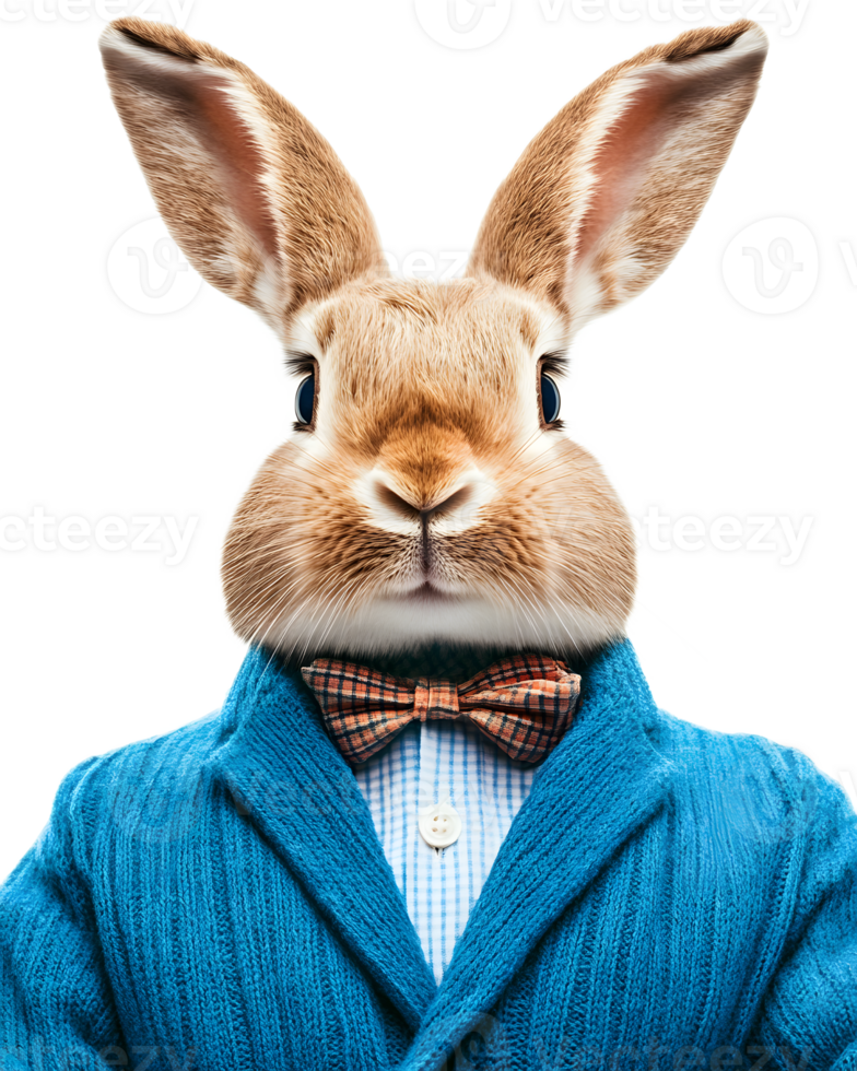 Dapper Anthropomorphic Rabbit in Formal Attire Posing on White Background png