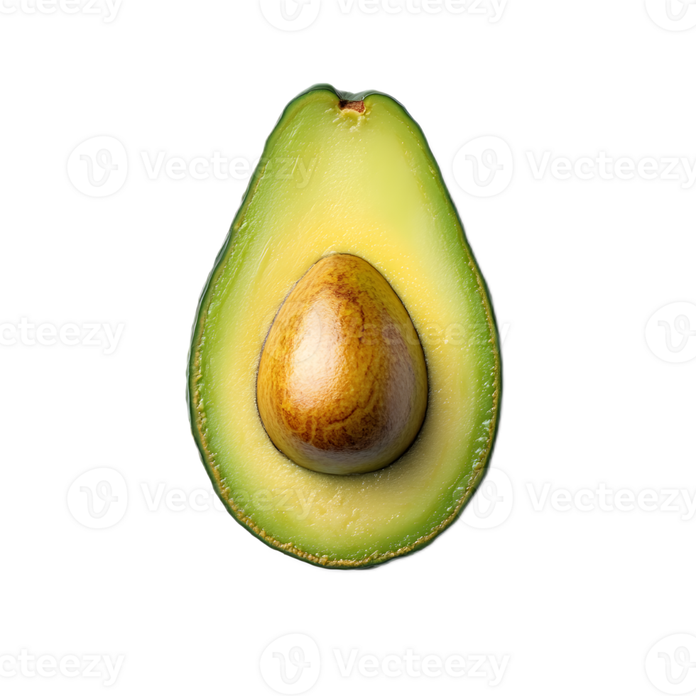 Vibrant and Nutritious Avocado Half with Visible Seed on Clean White Background png
