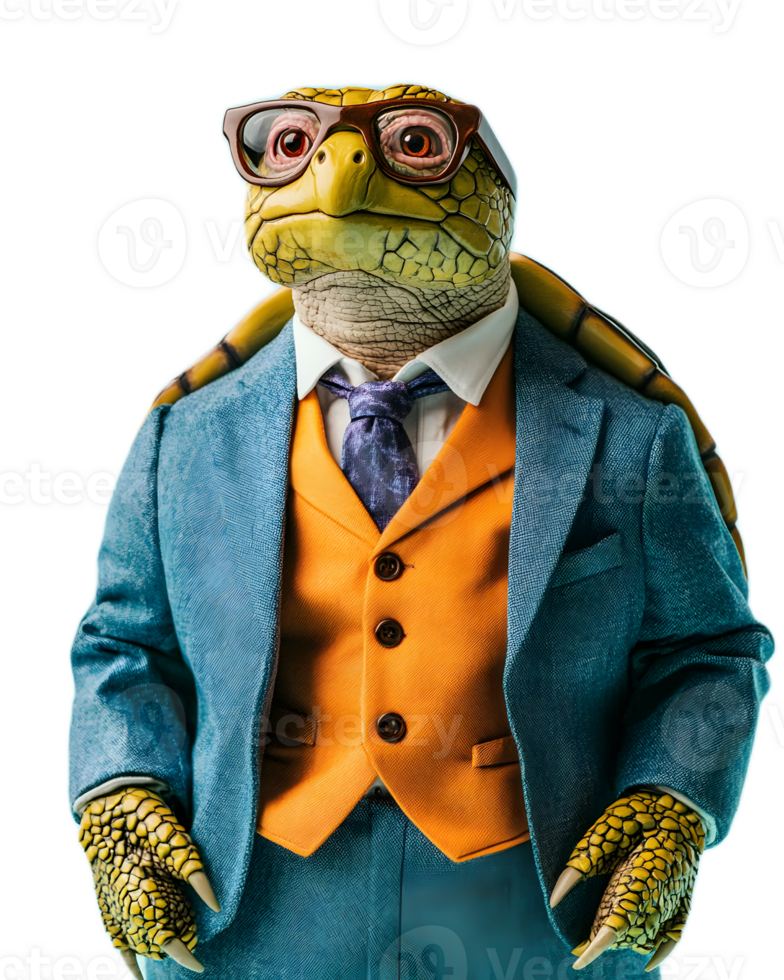 Anthropomorphic Reptilian Businessman in Formal Attire Wearing Eyeglasses png