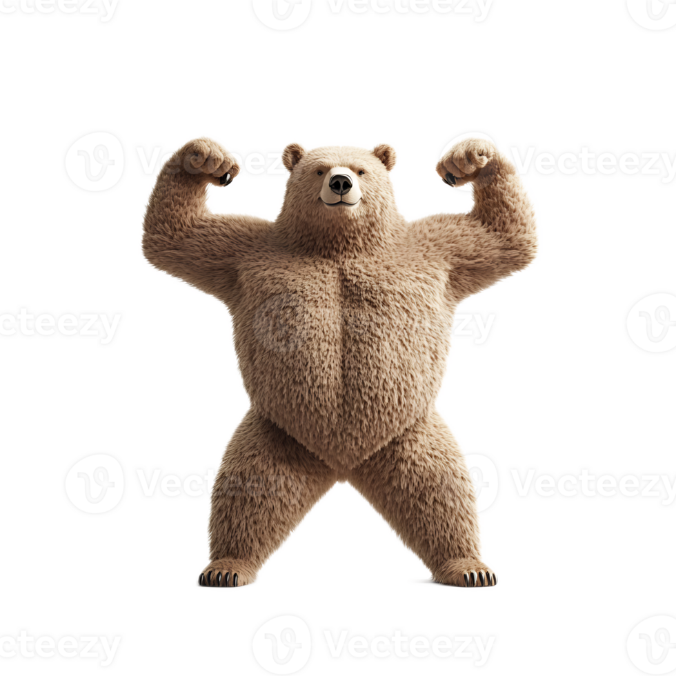 Powerful Grizzly Bear Showcasing Impressive Muscular Physique and Strength, Symbolizing Resilience and Overcoming Challenges png