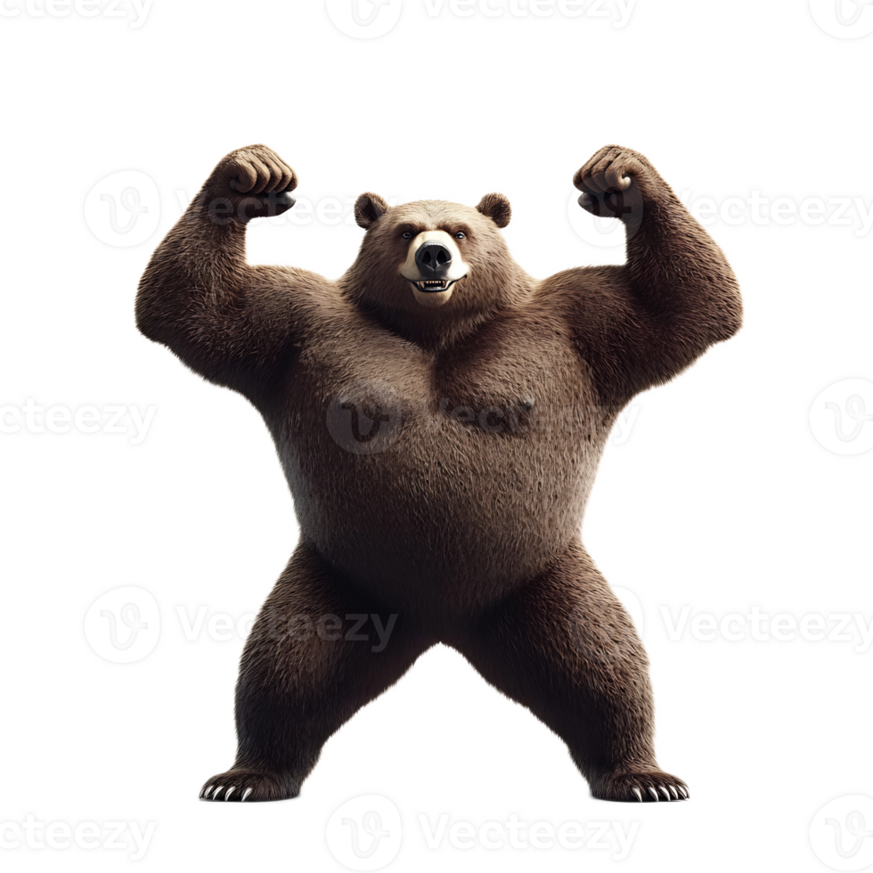 Powerful Brown Bear with Strong Arms Symbolizing Physical and Emotional Strength png