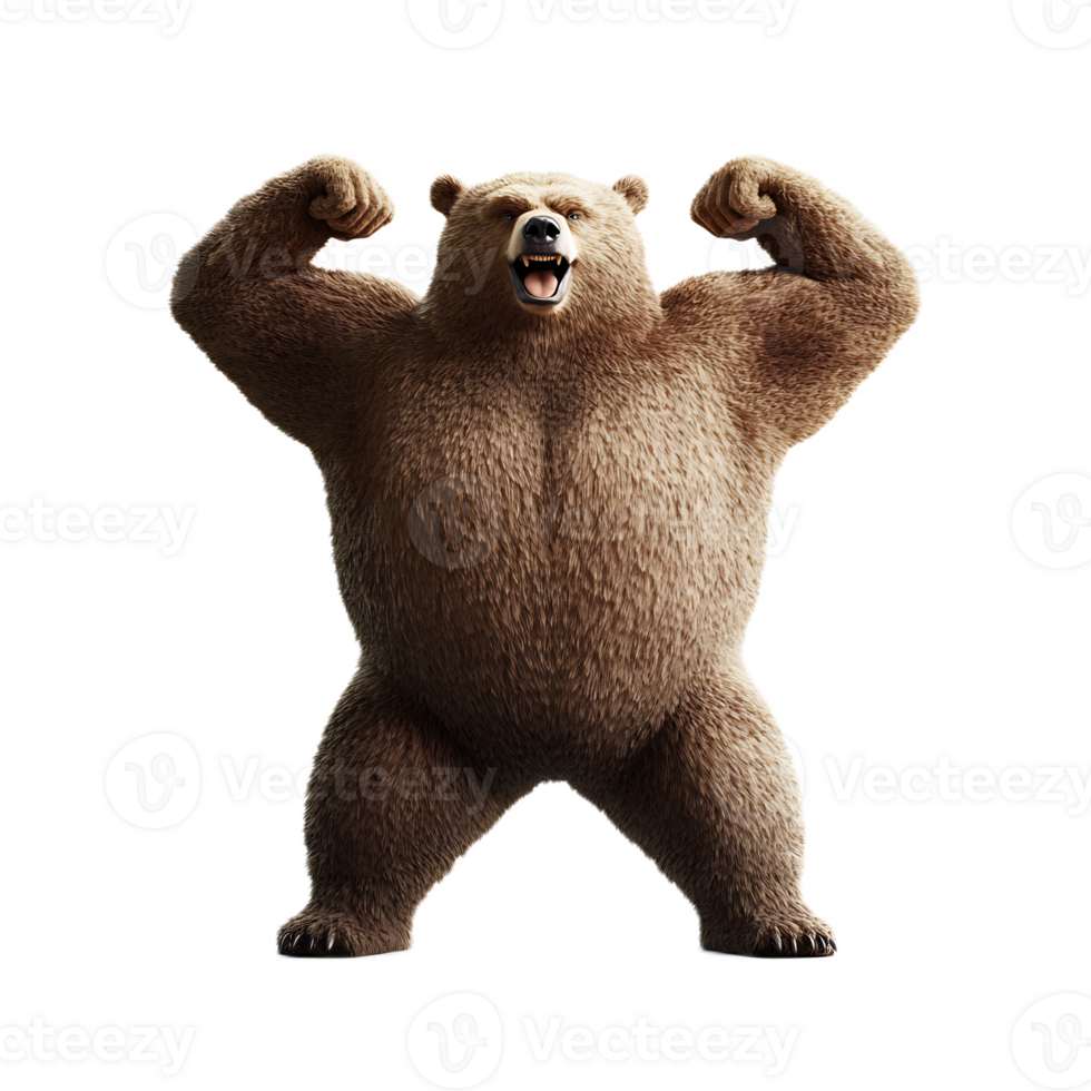 Muscular Bear with Powerful Arms Symbolizing Physical and Emotional Strength png