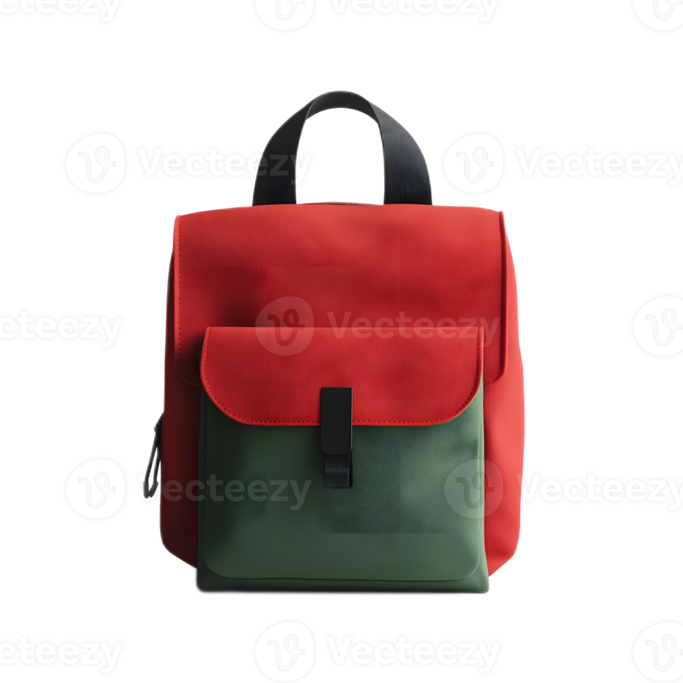 Stylish and Functional Red and Green Backpack for Everyday Carry and Travel Essentials png