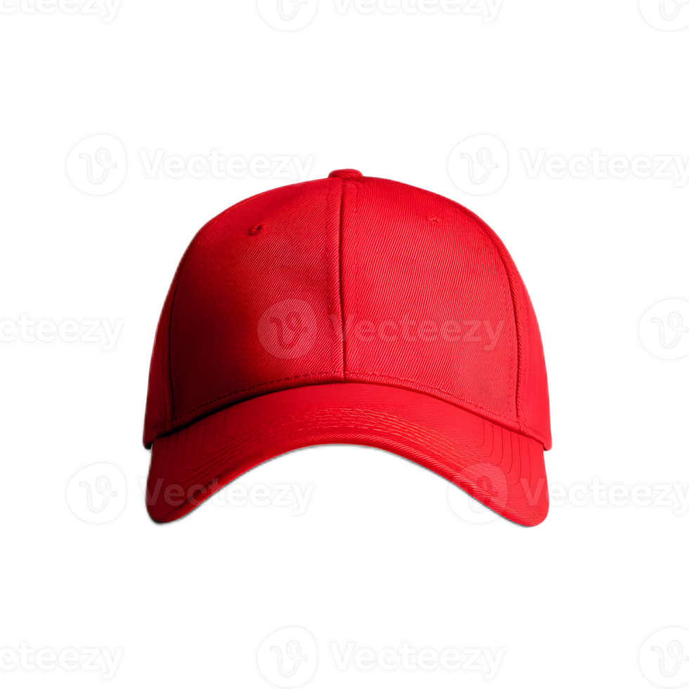Vibrant Red Baseball Cap with Clear Background for Branding and Design png