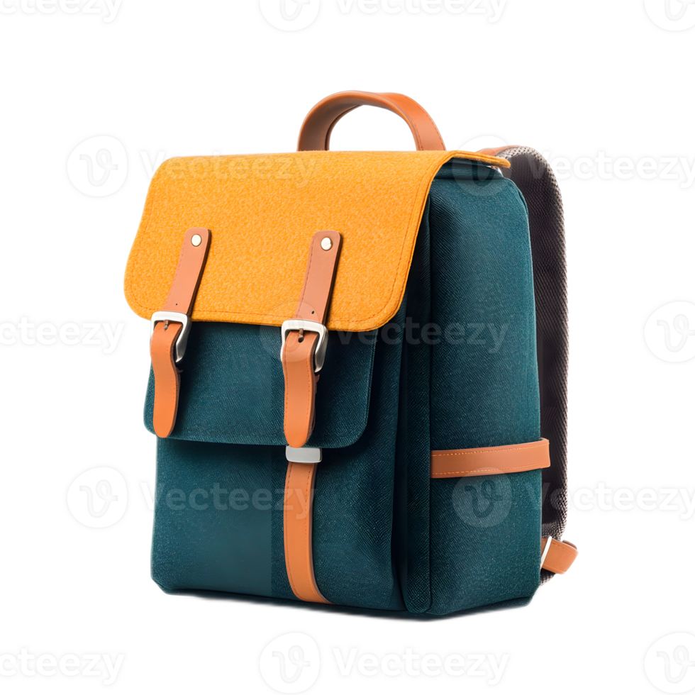 Stylish Backpack with Contrast Leather Accents for Versatile Usage png
