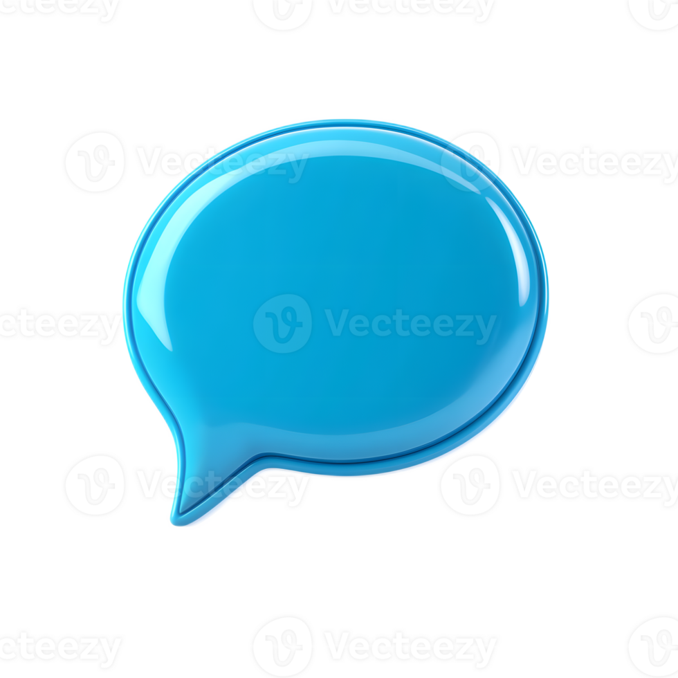 Blue 3D Transparent Speech Bubble for Digital Communication and Messaging Concepts png