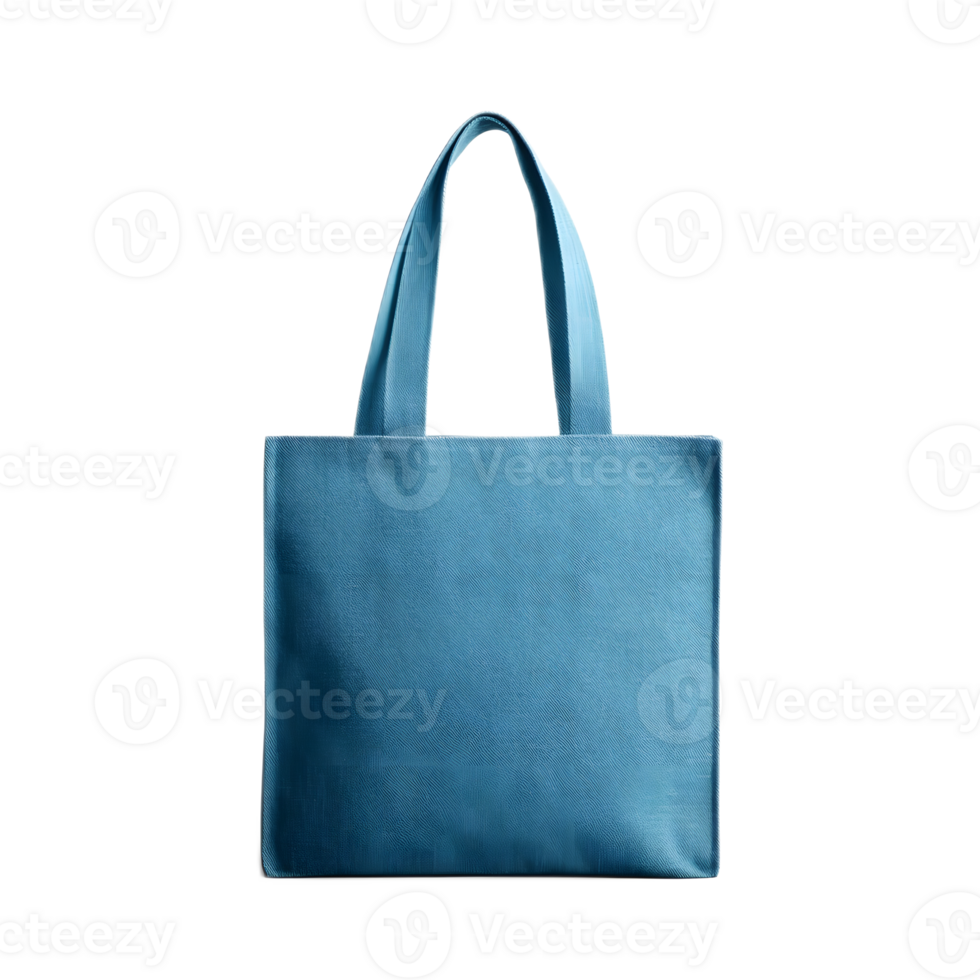 Blank Blue Cloth Tote Bag Mockup on White Background for Merchandise and Fashion Design png