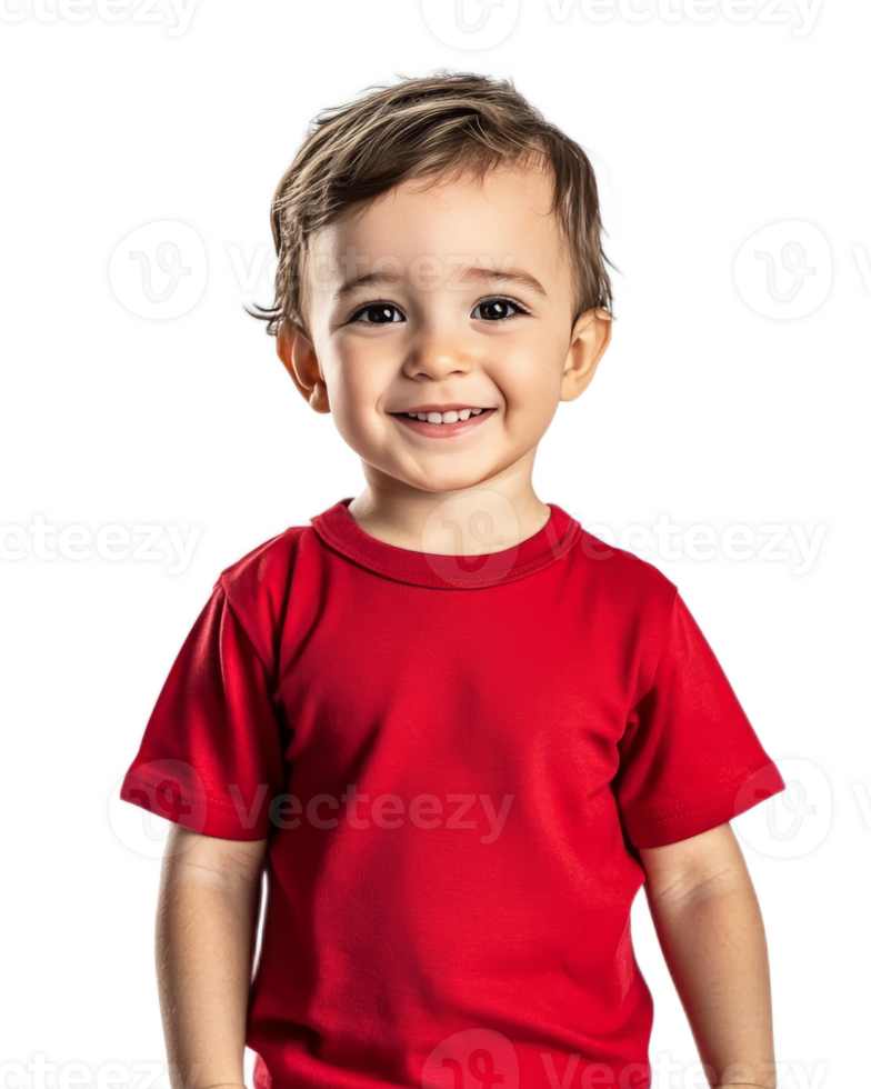 Cheerful Toddler in Red Shirt Smiling Brightly with Happiness and Joy png