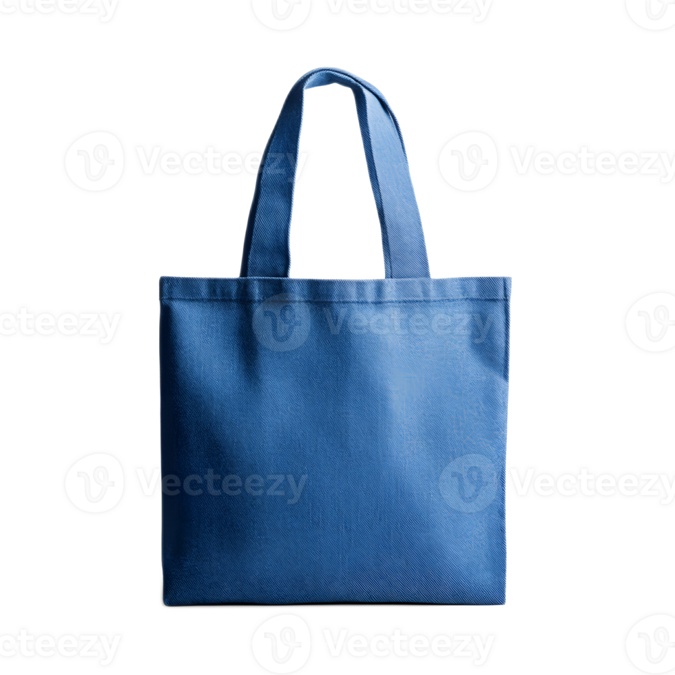 Blue Cloth Tote Bag on Transparent Background for Branding and Merchandising Mockup png