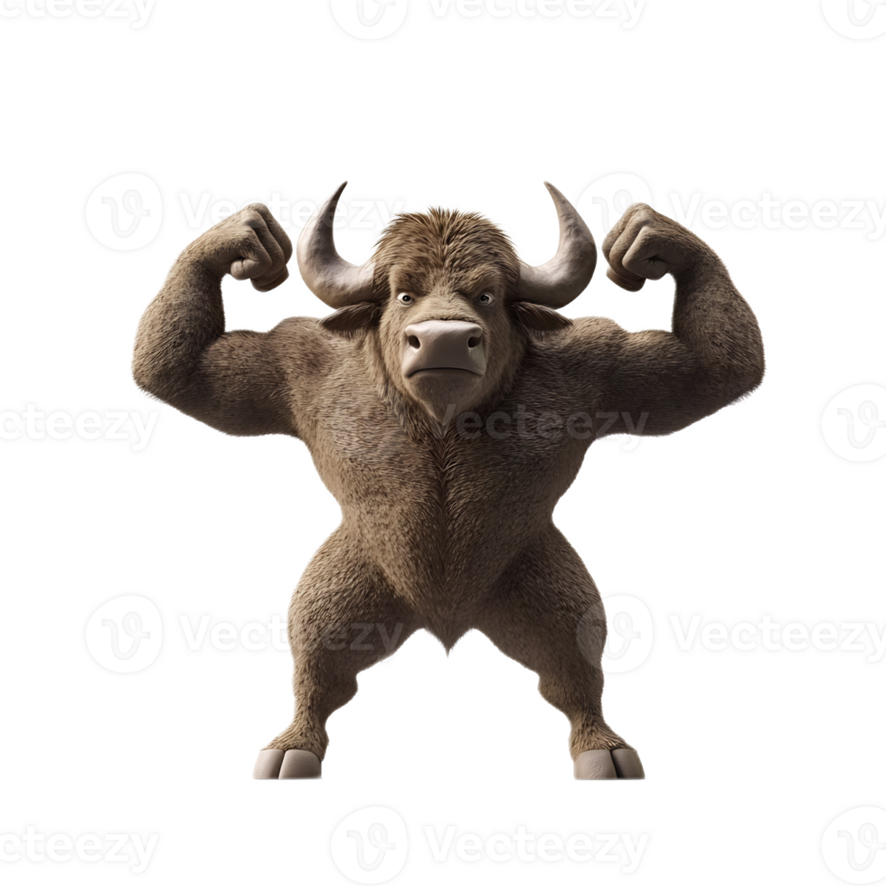 Powerful Buffalo with Strong Muscular Arms Symbolizing Strength and Might png