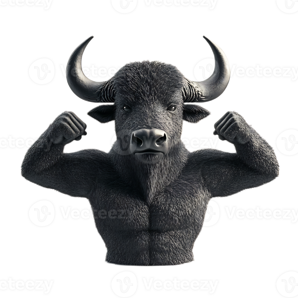 Powerful Buffalo with Muscular Arms Symbolizing Strength and Determination png