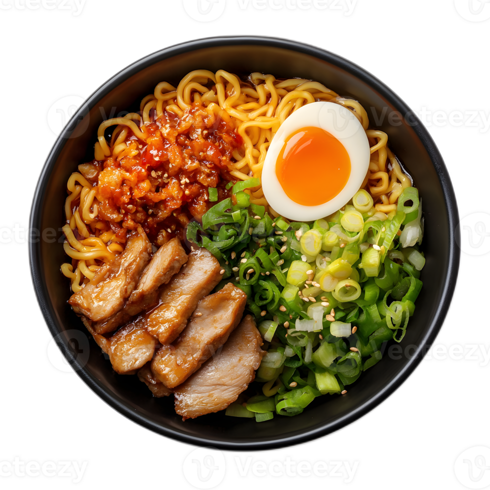 Appetizing Bowl of Authentic Japanese Ramen Noodle Soup with Pork and Egg png
