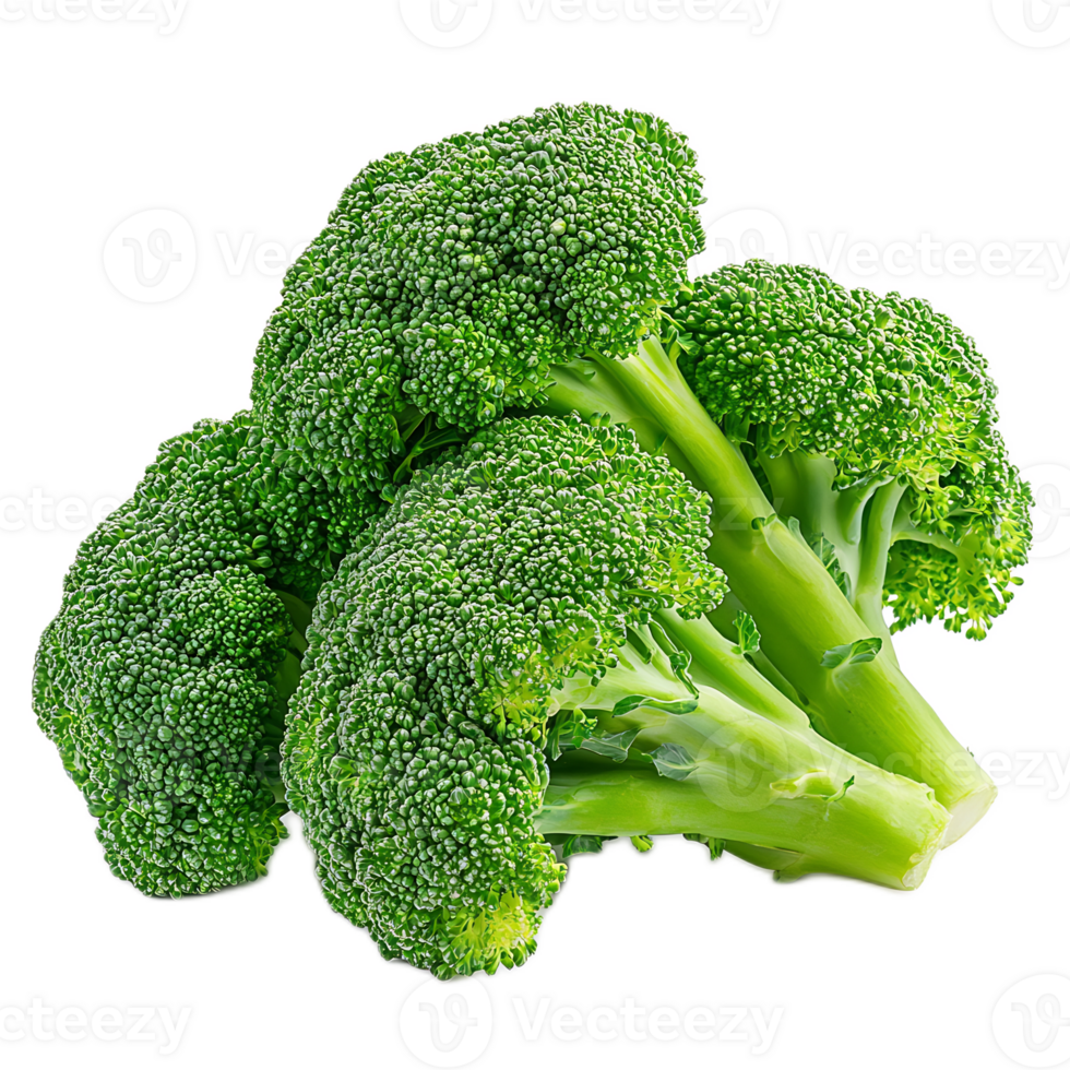Close-up view of fresh green broccoli florets on white background,representing healthy,nutritious vegetable cuisine png