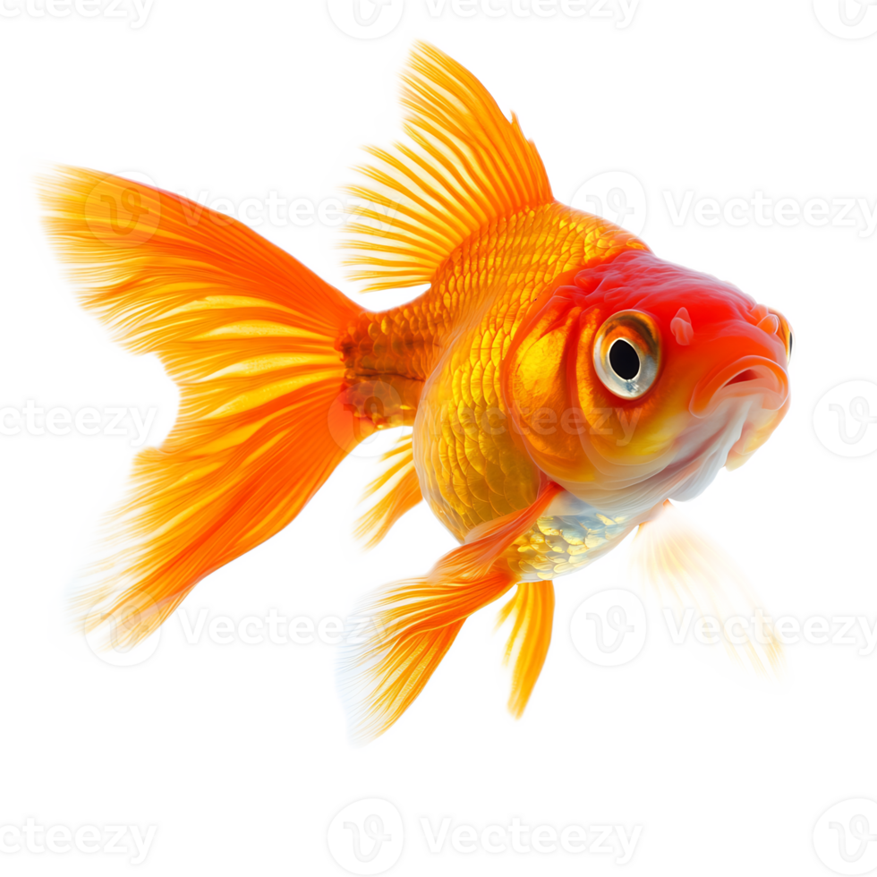 Captivating Goldfish Underwater in Aquarium with Vibrant Scales and Fins png