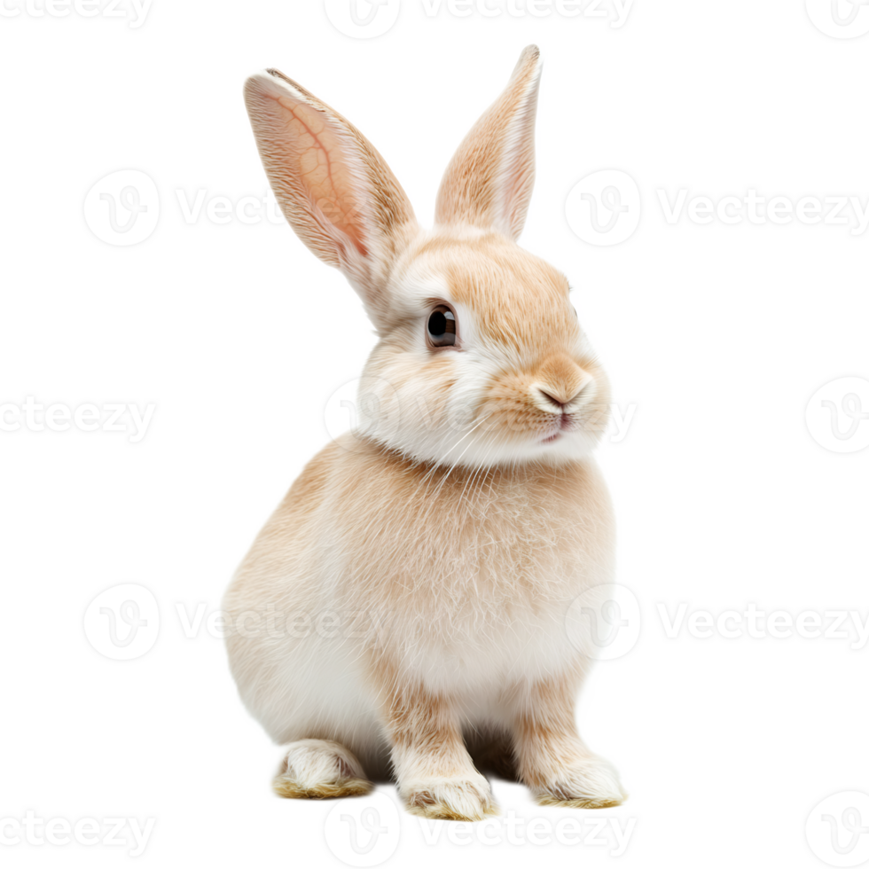 Charming Rabbit Sitting on White Background with Curious Expression png